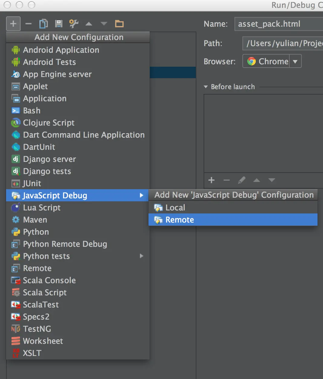 Selecting a new entry type to add. Selecting a new entry type to add.